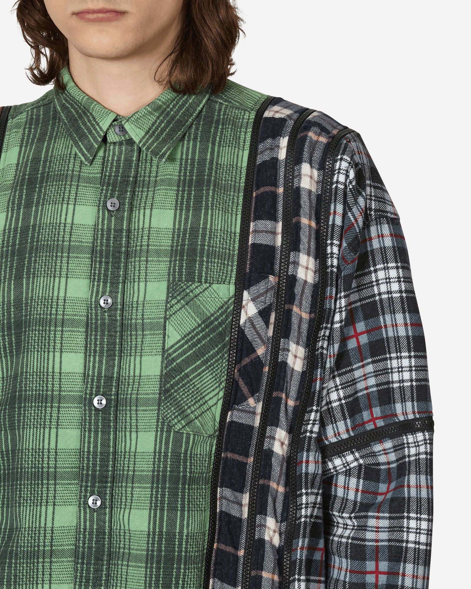 7 Cuts Zipped Wide Flannel Shirt