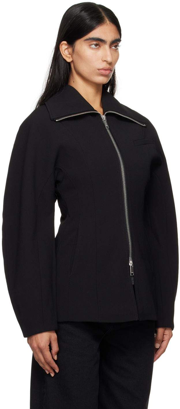 Bunda GANNI GANNI Bonded Crepe Curve Sleeve Jacket Čierna | F9608, 1