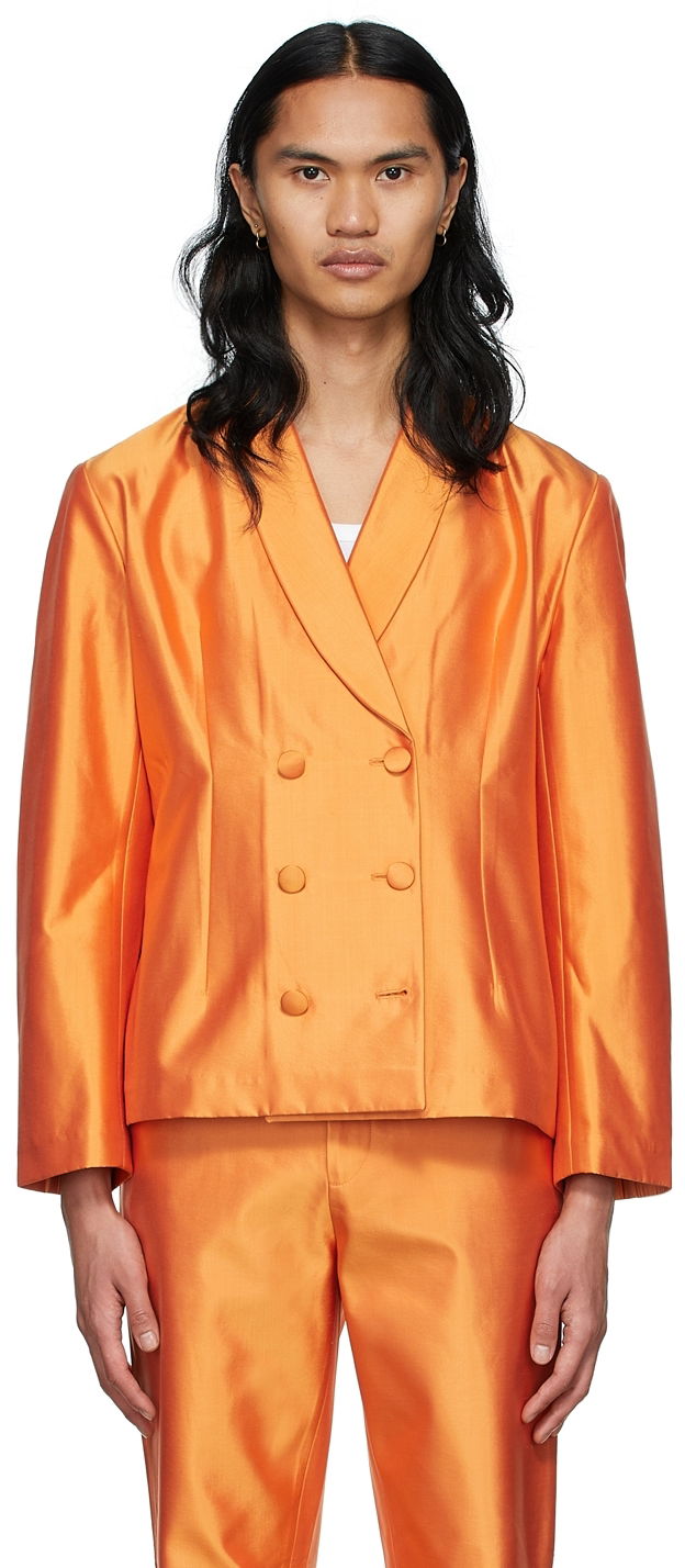 Bunda ERL Exclusive Silk Double-Breasted Blazer Oranžová | ERL04J001, 0