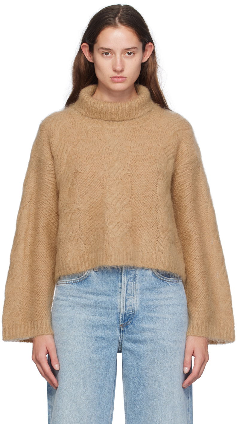 Sveter STAND STUDIO Britt Cable Knit Turtleneck Sweater Hnedá | 66358-8712, 0