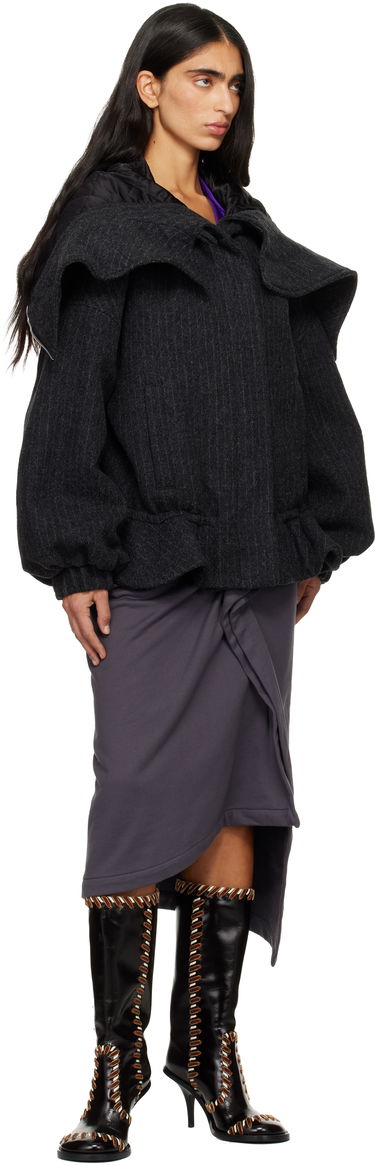 Bunda Dries Van Noten Dries Van Noten Pinstripe Wool Melton Layered Collar Jacket Šedá | 252-010526-2042, 3