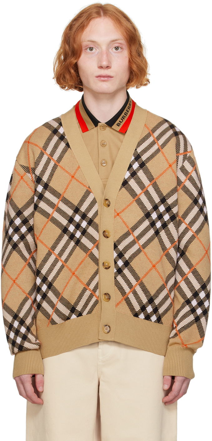 Sveter Burberry Beige Check Cardigan Béžová | 8093494, 0