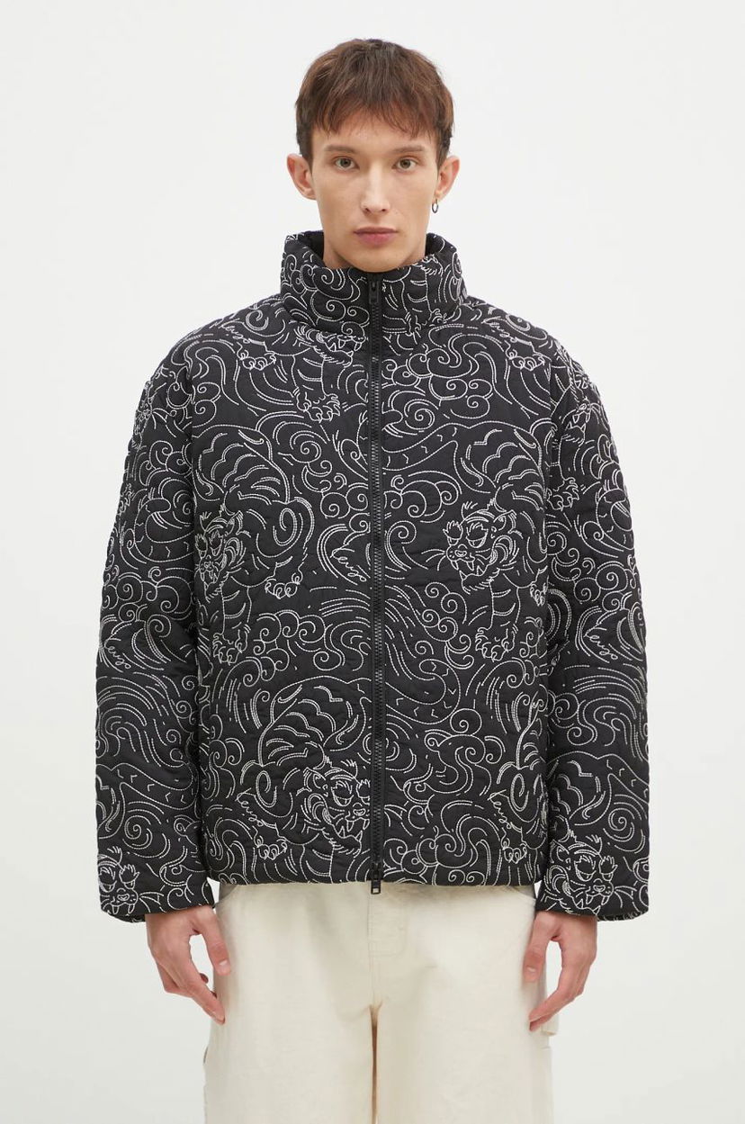 Prešívaná bunda KENZO Black Tiger Print Down Jacket Čierna | FE65OU1439NN.99