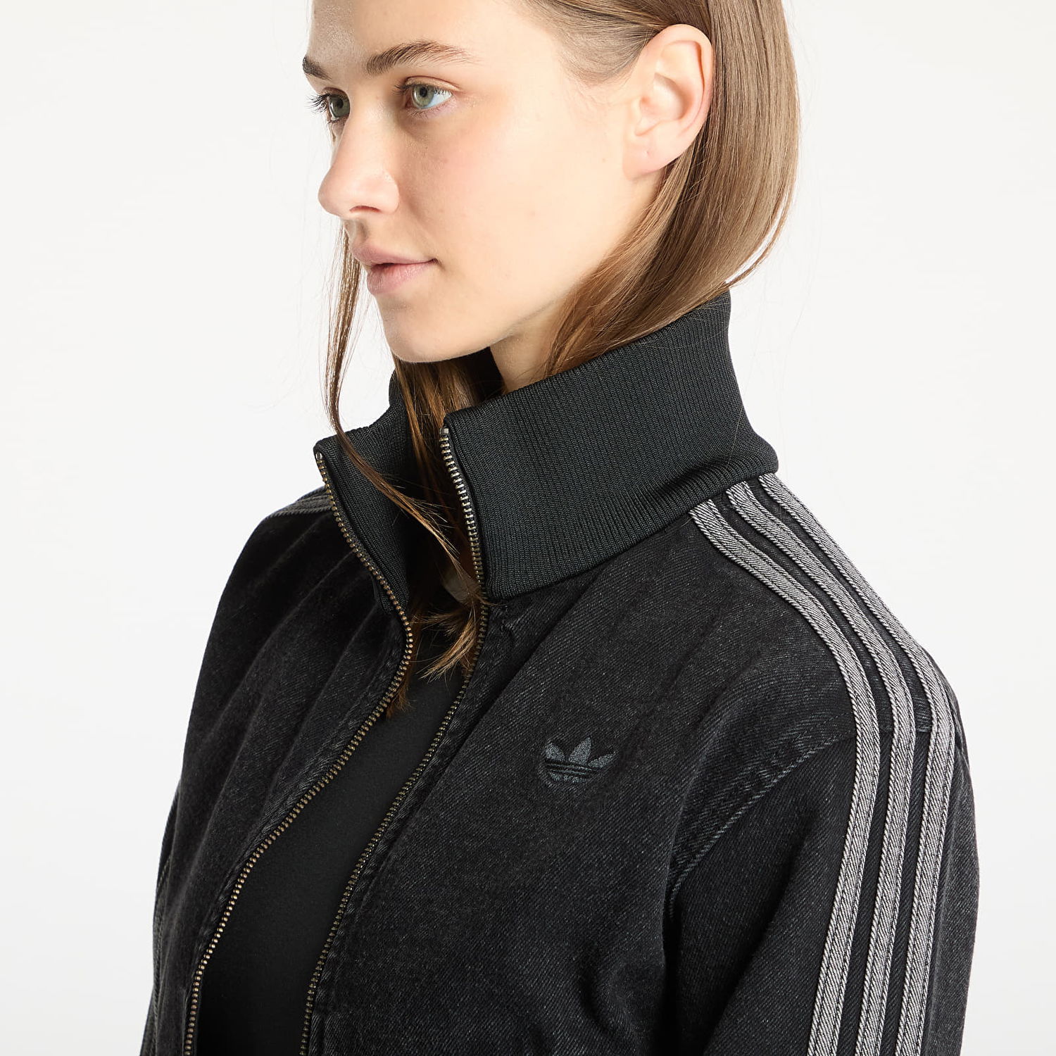 Bomber bunda adidas Performance Black Cropped Denim Jacket Čierna | JD3110, 1
