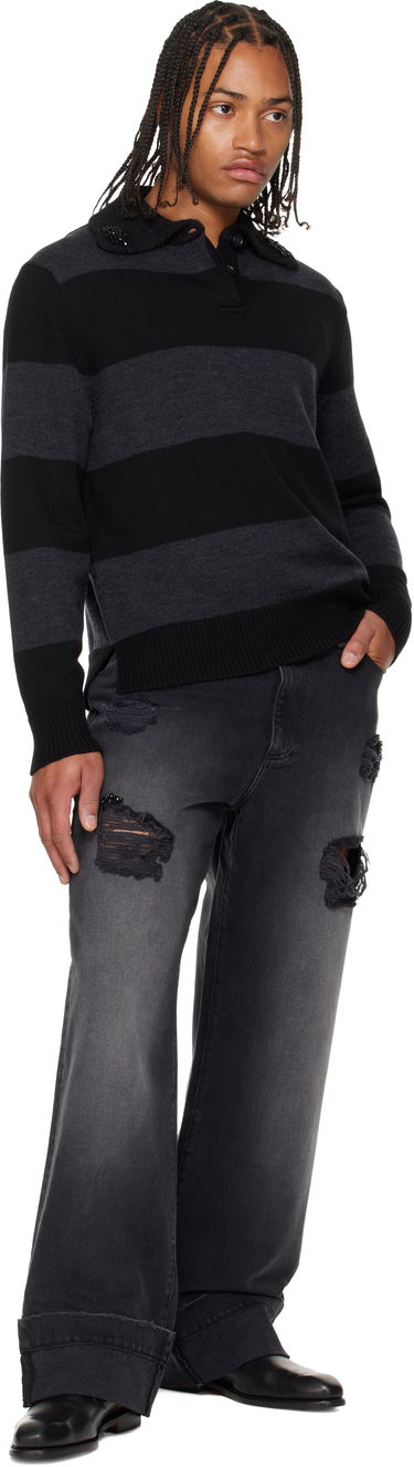 Džínsy Simone Rocha Simone Rocha Embellished Distressed Wide-Leg Cuffed Jeans Čierna | 4161B 1239D, 3