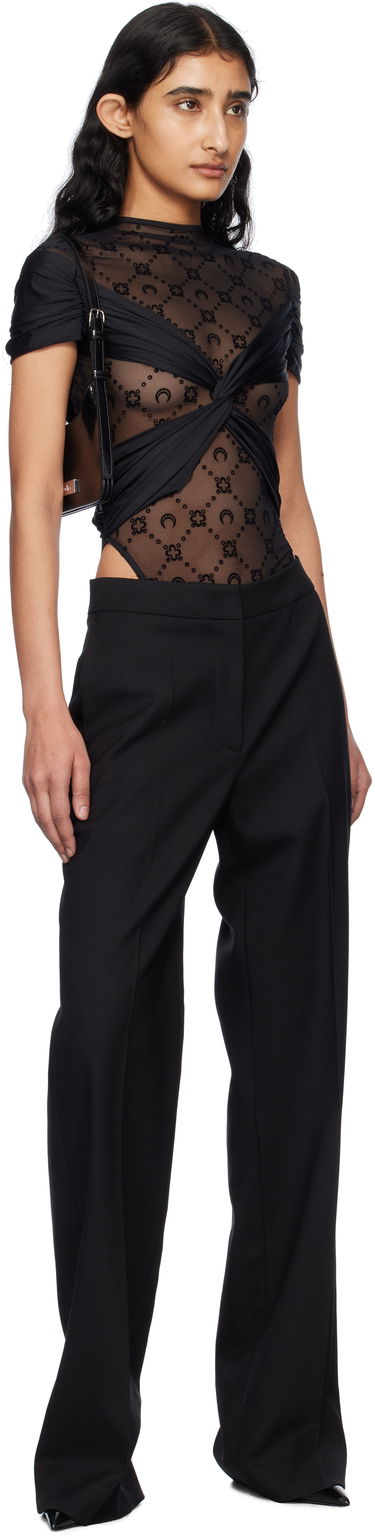 Body Marine Serre Marine Serre Draped Twist-Front Bodysuit Čierna | WTO430A RJER0018, 4