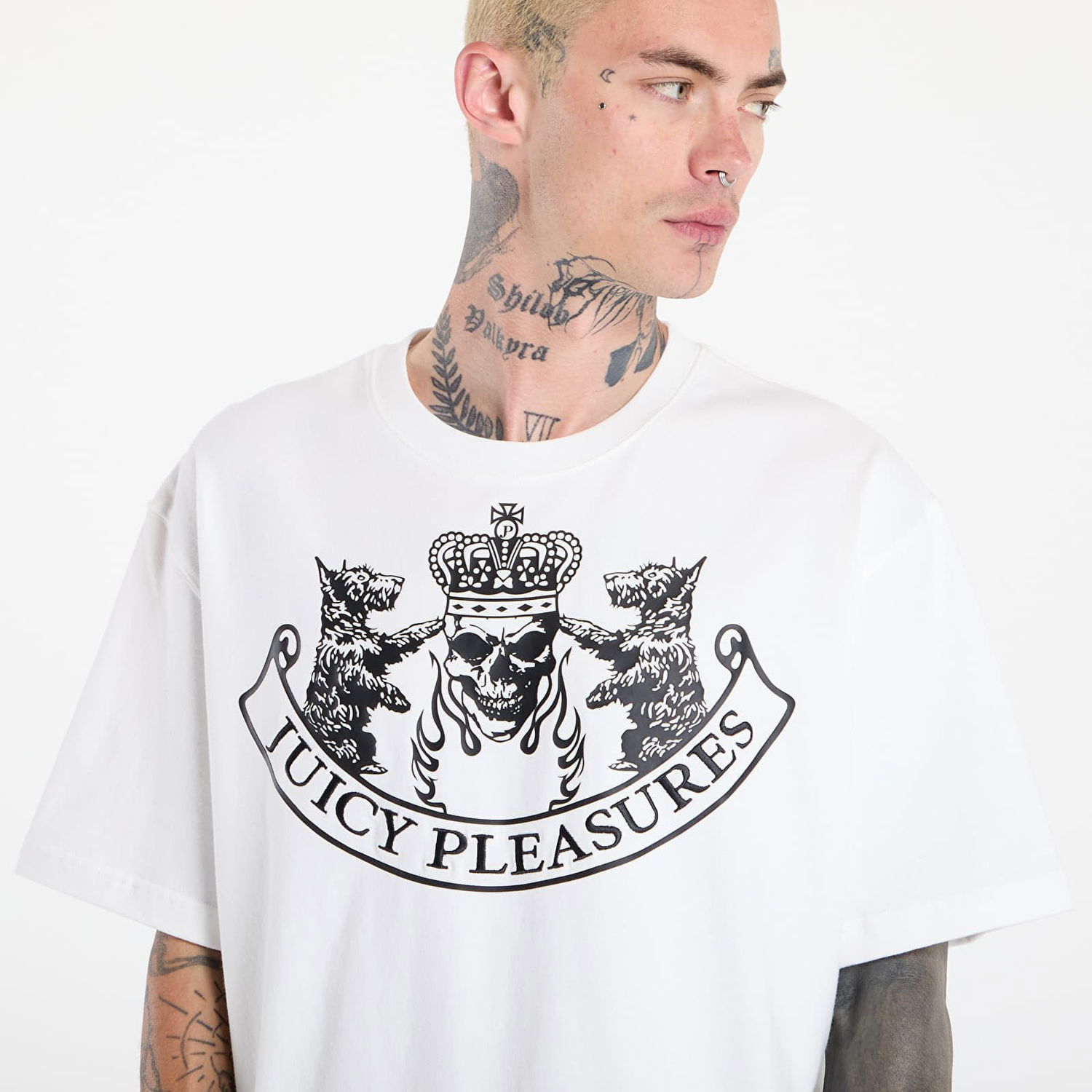 Tričko Pleasures PLEASURES Skull Crest Heavyweight T-Shirt Biela | P25JC009-WHITE, 1