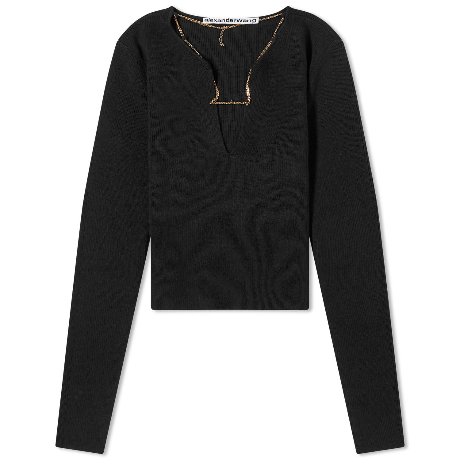 Tričko Alexander Wang V-Neck Logo Necklace Top Čierna | 1KC1241006-001, 0