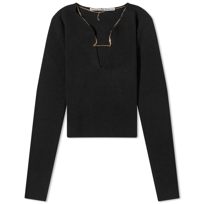 Tričko Alexander Wang V-Neck Logo Necklace Top Čierna | 1KC1241006-001