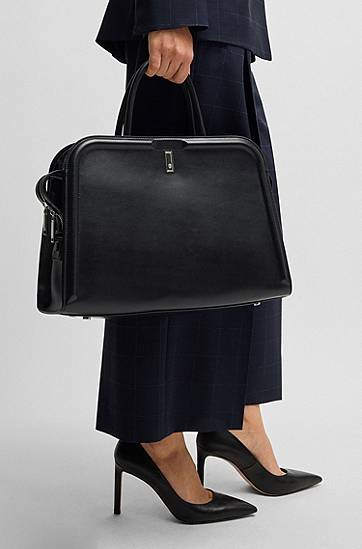 Tote bag BOSS Leather Tote Bag with Detachable Pouch Čierna | 50521062, 1