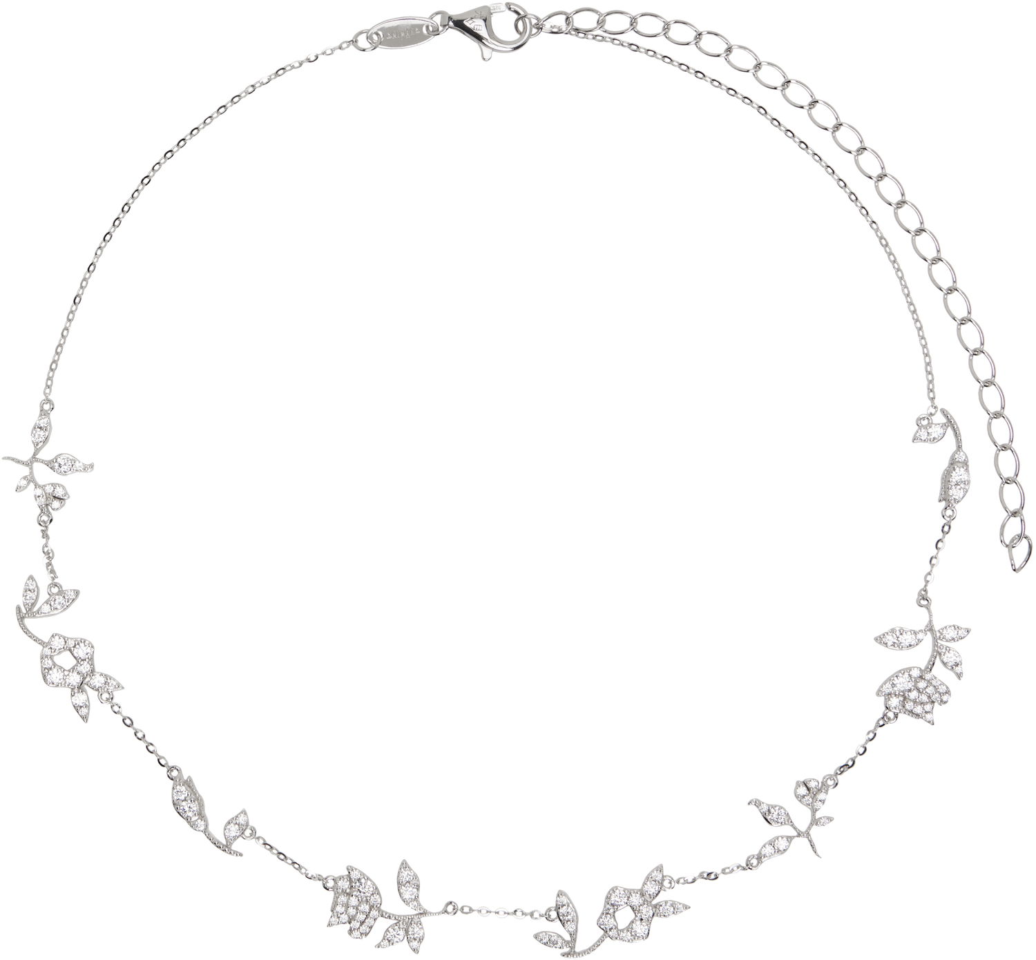 Náhrdelník SHUSHU/TONG YVMIN Edition Floral Zircon Choker Metalická | 25631SLV00NN, 0