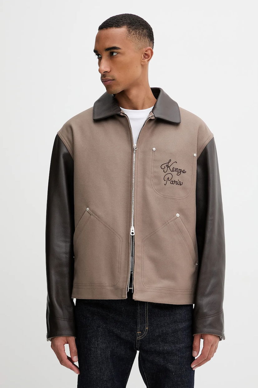 Bunda KENZO Kenzo Wool Blend Jacket Hnedá | FF68BL1519OH