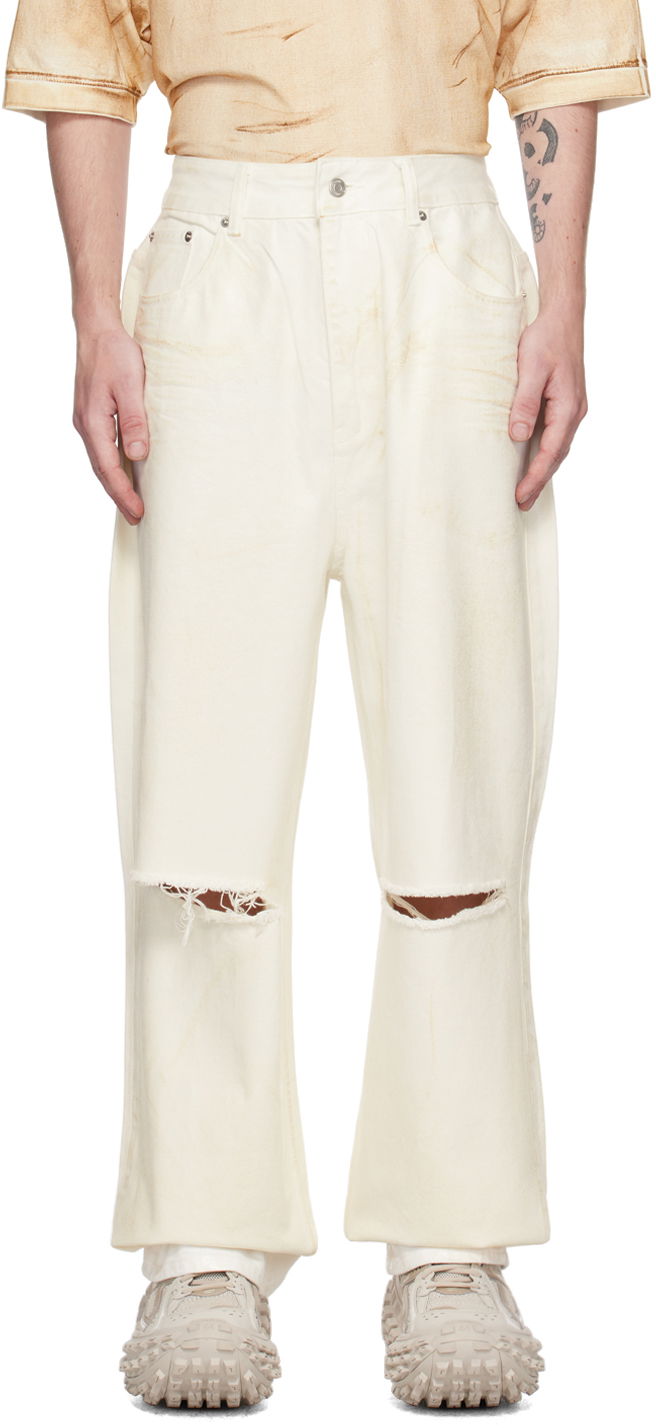 Džínsy We11done Foil Coated Relaxed-Fit Jeans Biela | WD-DP1-23-342-M-WH, 0