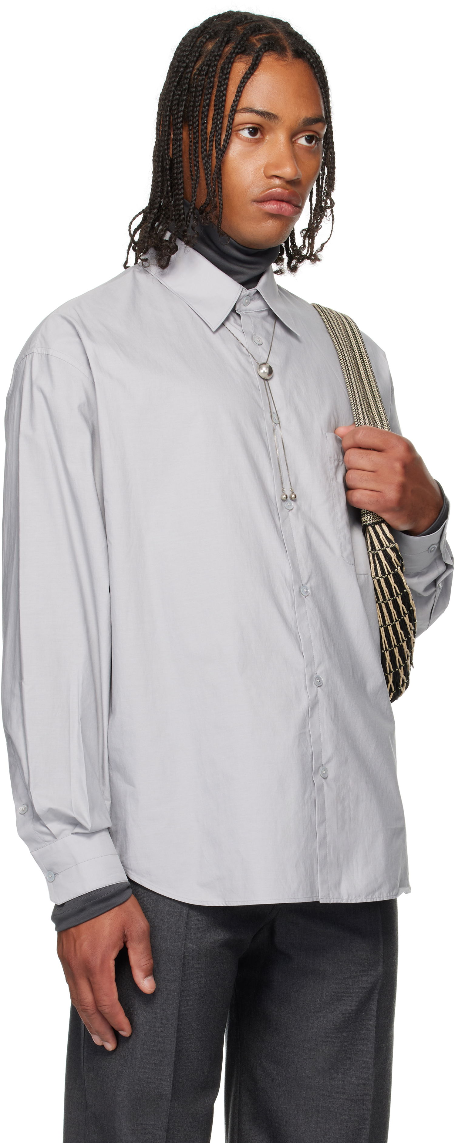 Košeľa LEMAIRE Regular Fit Long Sleeve Button-Up Shirt Šedá | SH1201 LF1500, 1