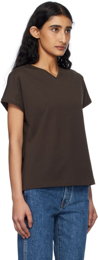 Tričko Khaite Khaite Devra V-Neck T-Shirt Hnedá | 2377166, 1