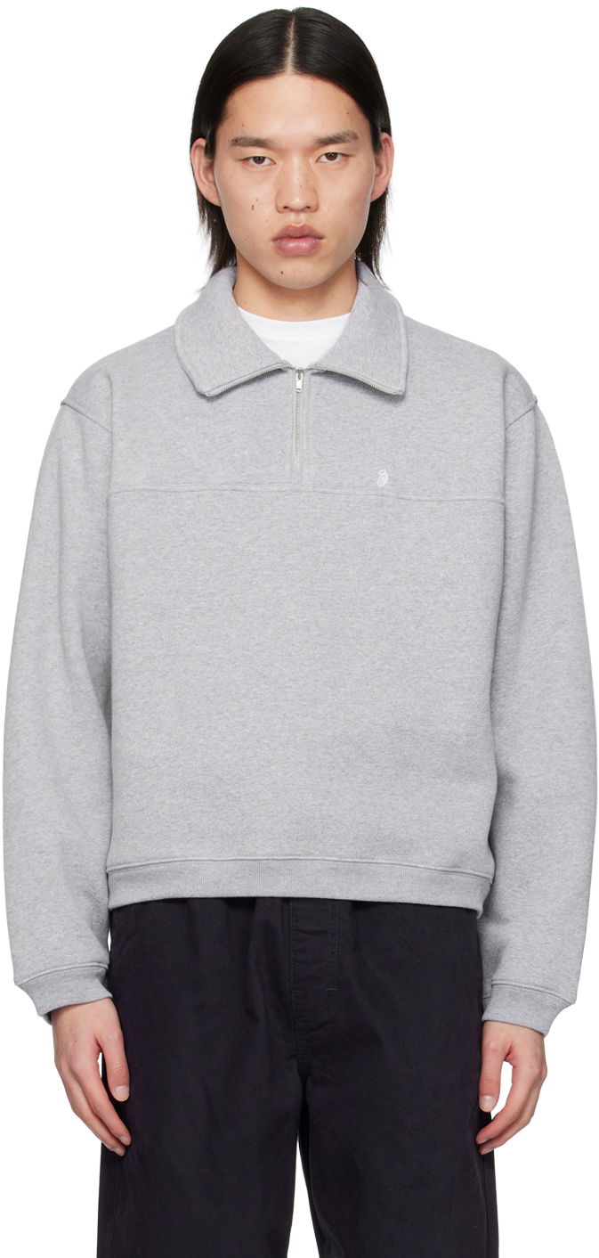 Sveter Stüssy Gray Half-Zip Sweater Šedá | 118539, 0