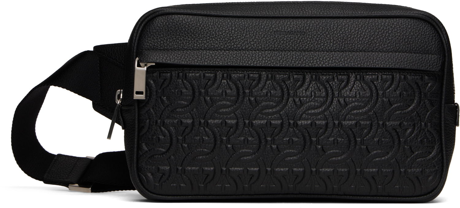 Ľadvinka FERRAGAMO Ferragamo Gancini Embossed Leather Belt Bag Čierna | 769479, 0