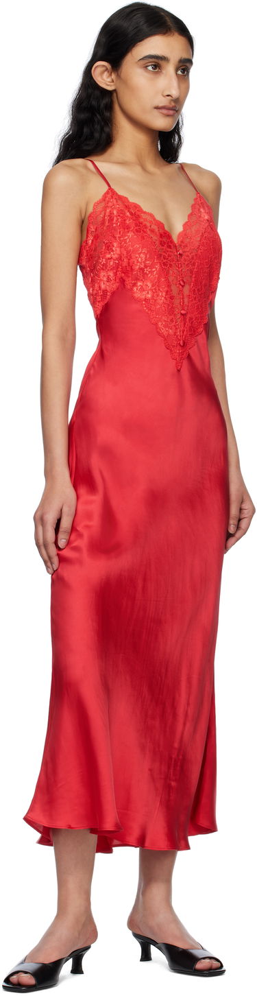 Šaty GUIZIO Guizio Nova Lace-Trimmed Slip Maxi Dress Červená | S25403W022, 3