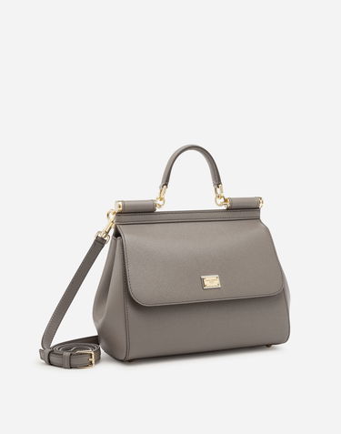 Kabelka Dolce & Gabbana Dolce & Gabbana Small Sicily Leather Top Handle Bag Šedá | BB6002B100180045, 2