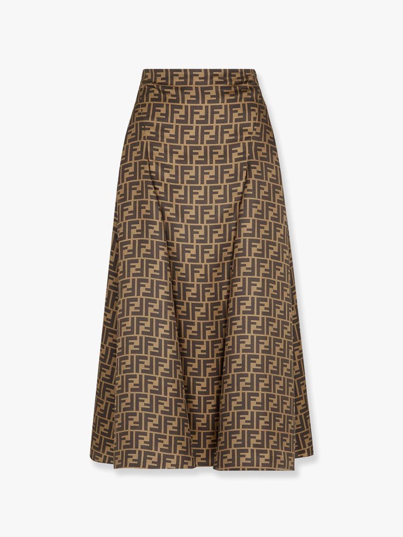 Sukňa FENDI Fendi FF Vertigo A-Line Midi Skirt Hnedá | FQ7601A8G3F1440