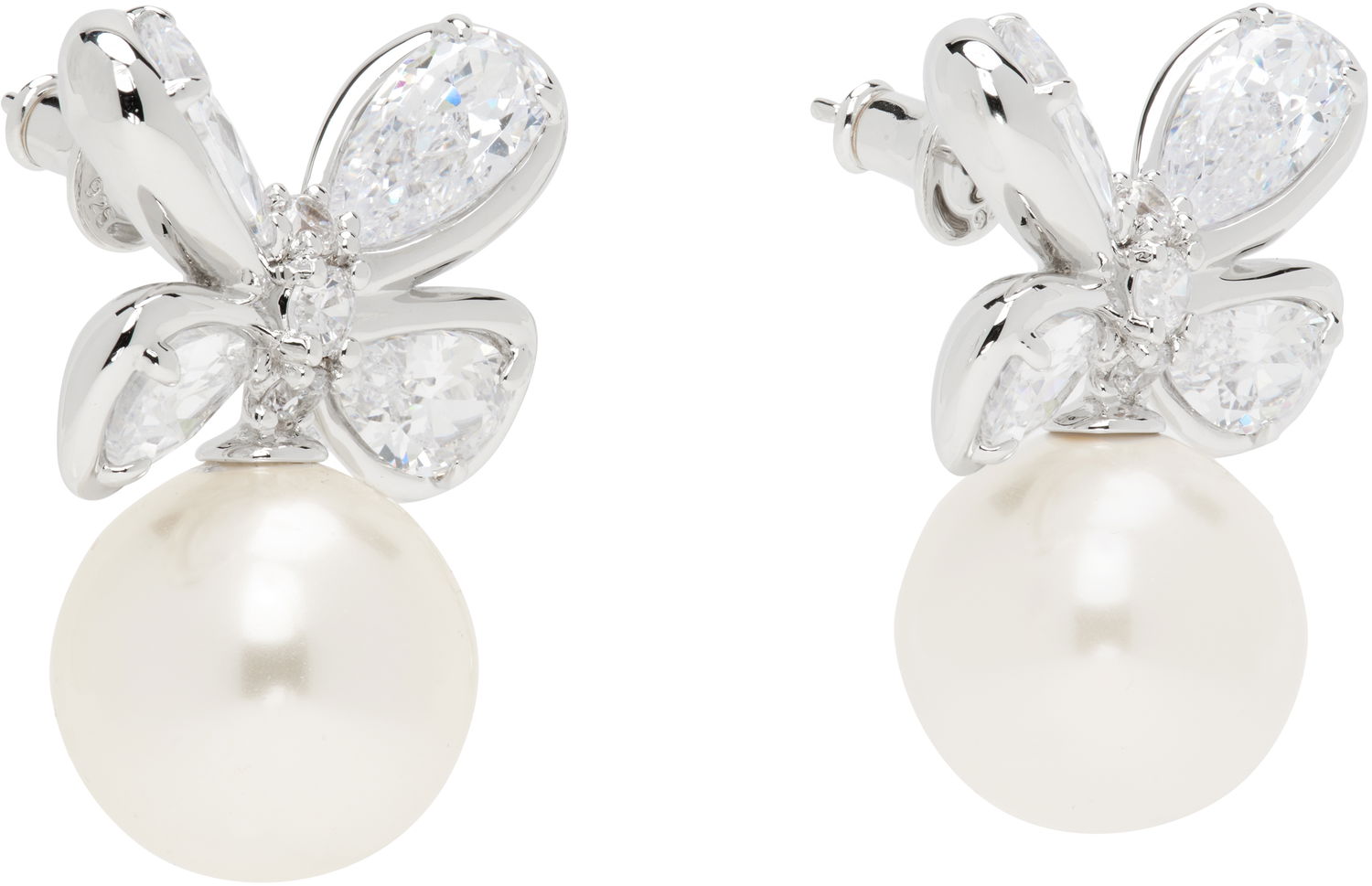 Náušnice SHUSHU/TONG YVMIN Edition Zirconia Butterfly Pearl Stud Earrings Biela | 24720WHT00DN2, 1