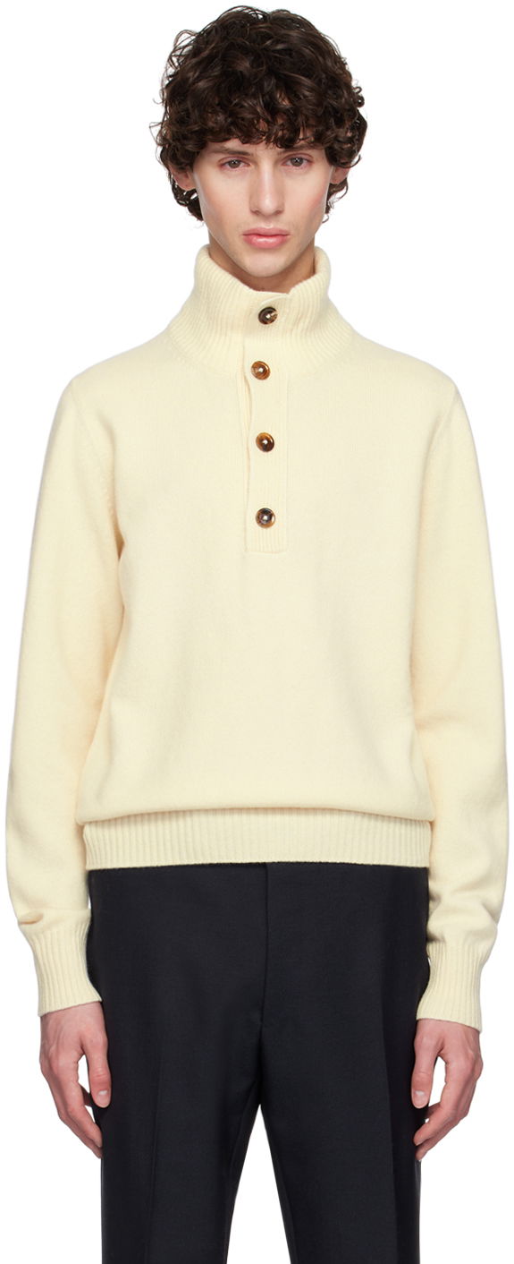 Sveter Tom Ford Off-White Button Turtleneck Béžová | KTL004-YMW047F24