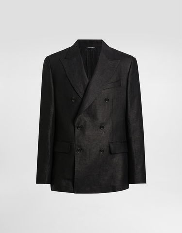 Bunda Dolce & Gabbana Dolce & Gabbana Double-breasted Linen Jacket Čierna | G2QS7TFU4MCN0000, 0
