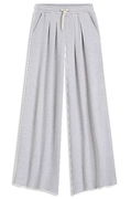 Pleated Wide-Leg Cotton Blend Track Pants