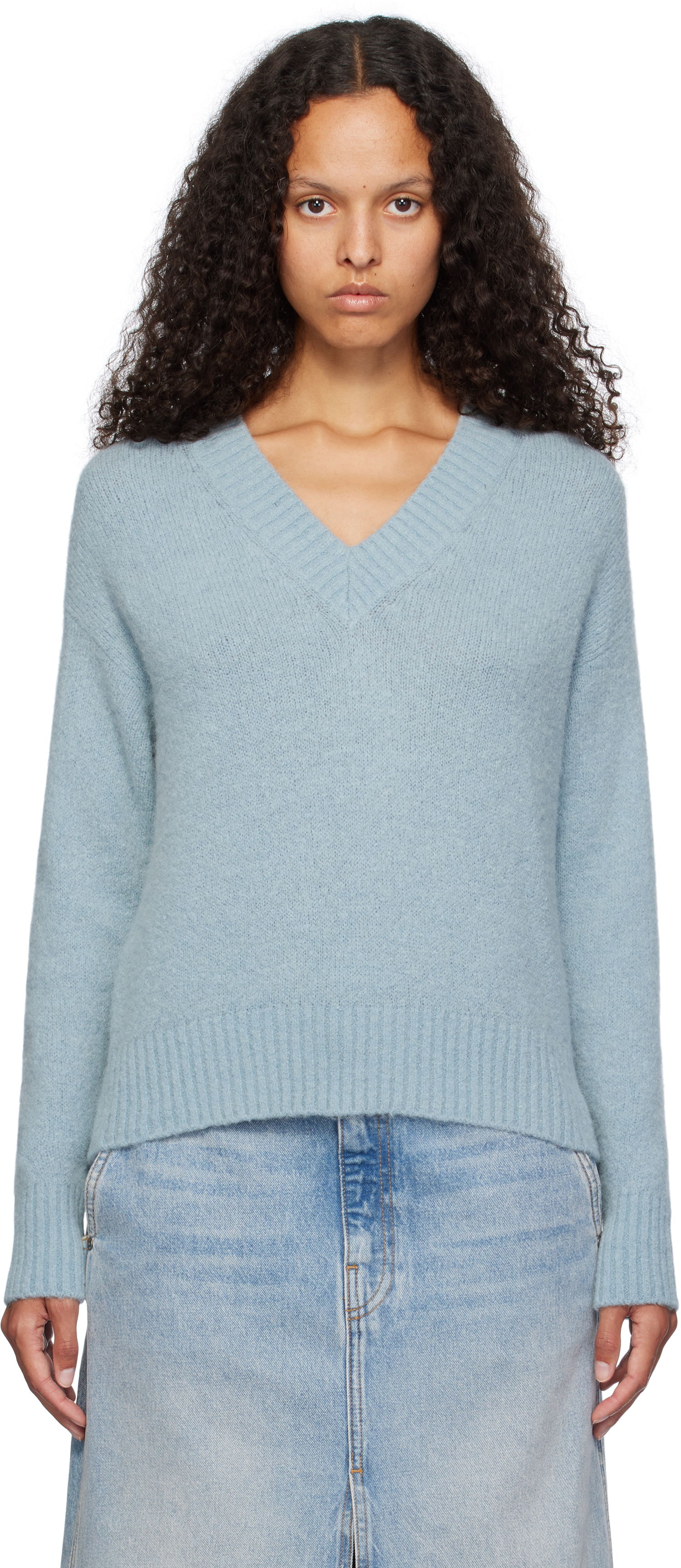 Sveter Max Mara Weekend Max Mara Visita V-Neck Sweater Modrá | 2425366102600 MM12053, 0