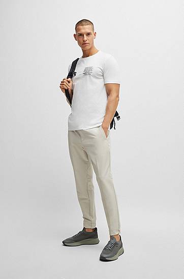 Tričko BOSS Regular-Fit T-Shirt with Signature Artwork Biela | 50519355, 1