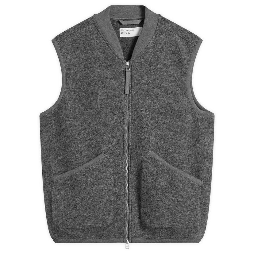 Vesta Universal Works Wool Fleece Zip Waistcoat by Universal Works Šedá | 00015-GMA