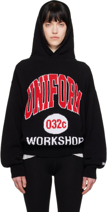 Mikina 032C Knit Hoodie with Logo Čierna | S25-URK-0611-000-W, 0