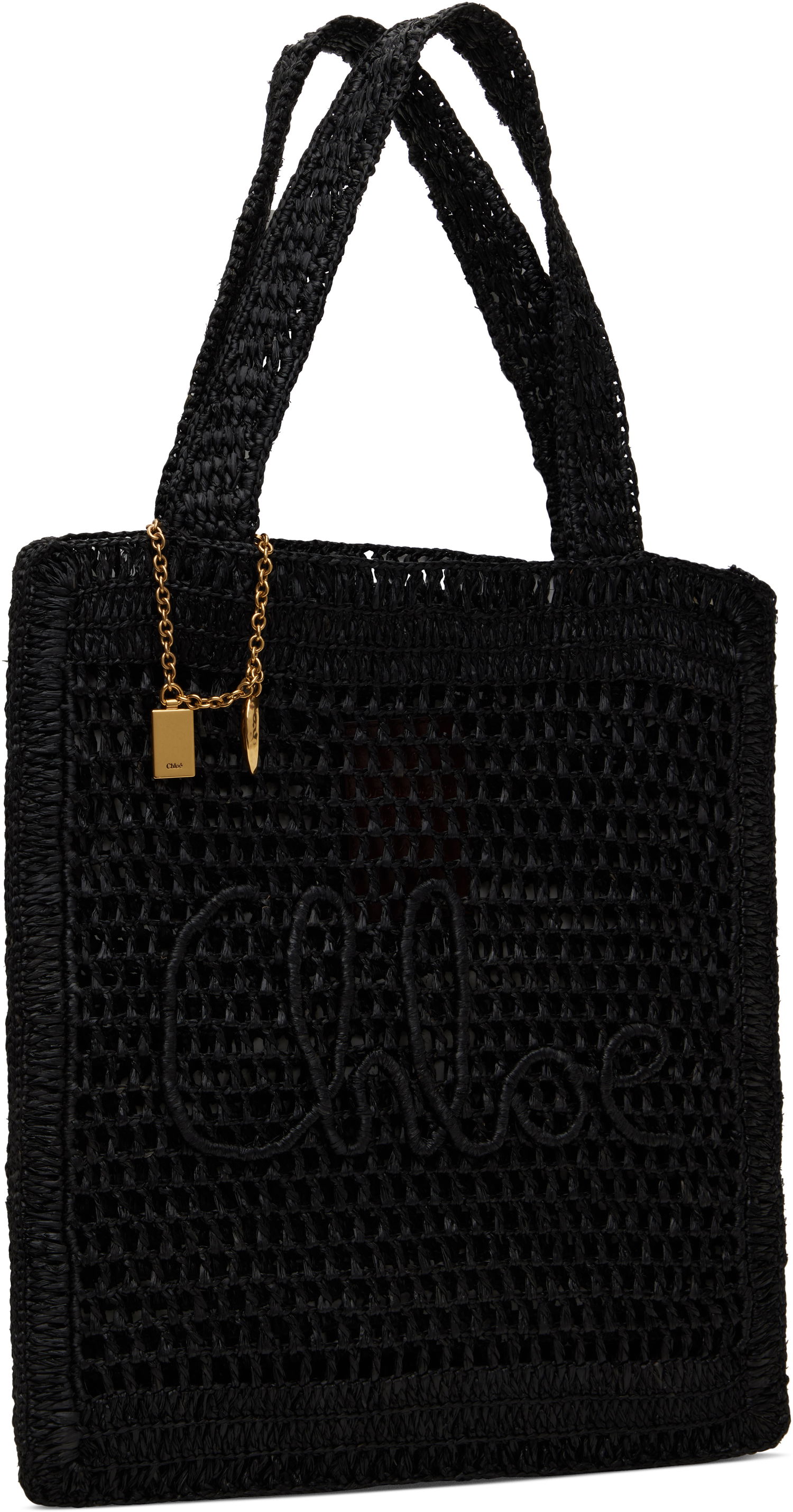 Tote bag CHLOÉ Chloé Summer Banana Raffia Tote Čierna | CH25US901P08, 1