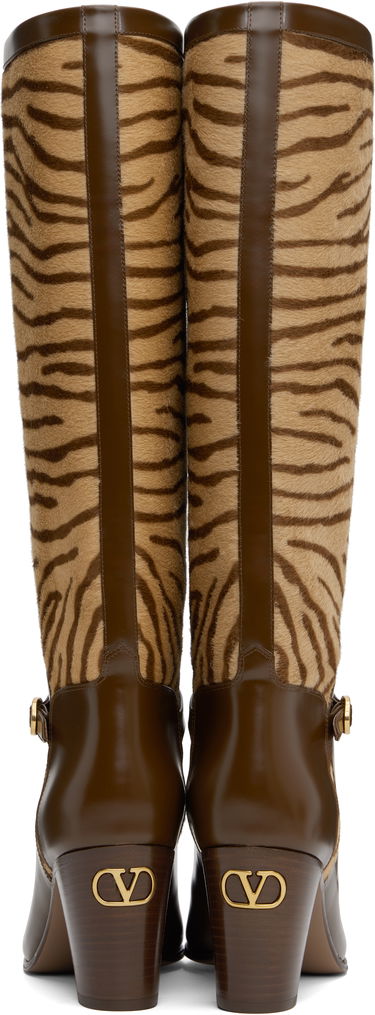 Oblečenie Valentino Valentino Garavani Pattie Zebra-Print Tall Boots Hnedá | 6W2S0LD6SHF, 1