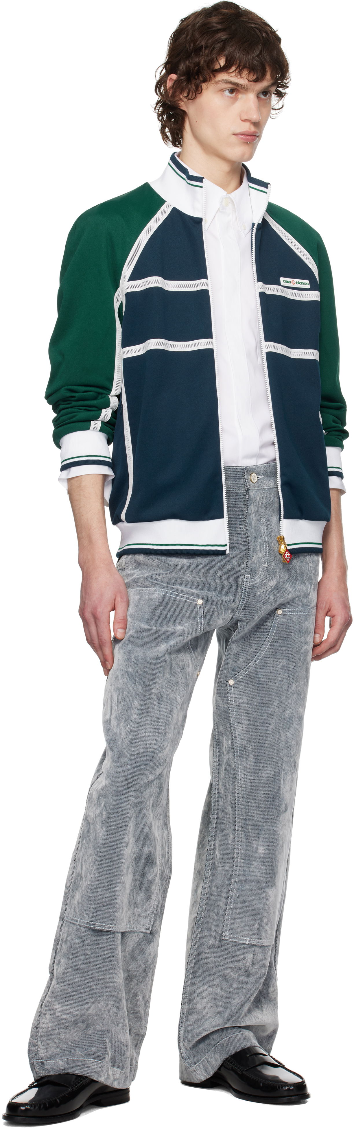 Casablanca Peach Texture Wide Leg Jeans