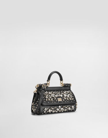 Kabelka Dolce & Gabbana Dolce & Gabbana Sicily Crystal-Embellished Small Leather Handbag Čierna | BB7116B59618U922, 2