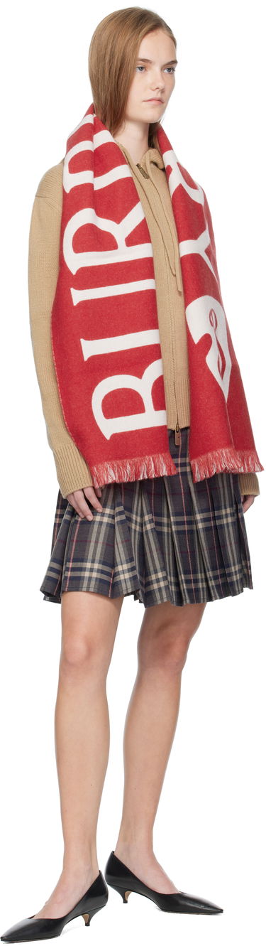 Šál Burberry Burberry Logo Wool Scarf Červená | 8109564, 2