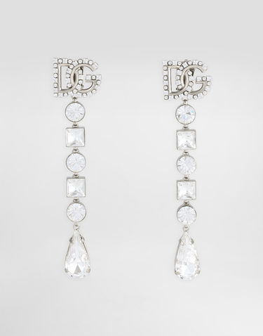 Náušnice Dolce & Gabbana Dolce & Gabbana Rhinestone DG Logo Drop Earrings Metalická | WER2L2W111187655, 2