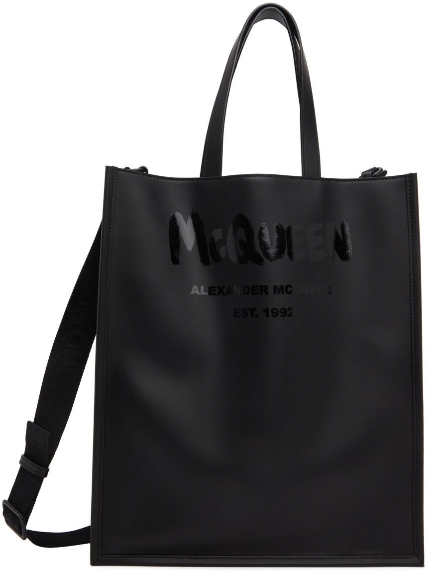 Tote bag Alexander McQueen Alexander McQueen Graffiti Logo Edge Tote Bag Čierna | 6685911AAHC, 0