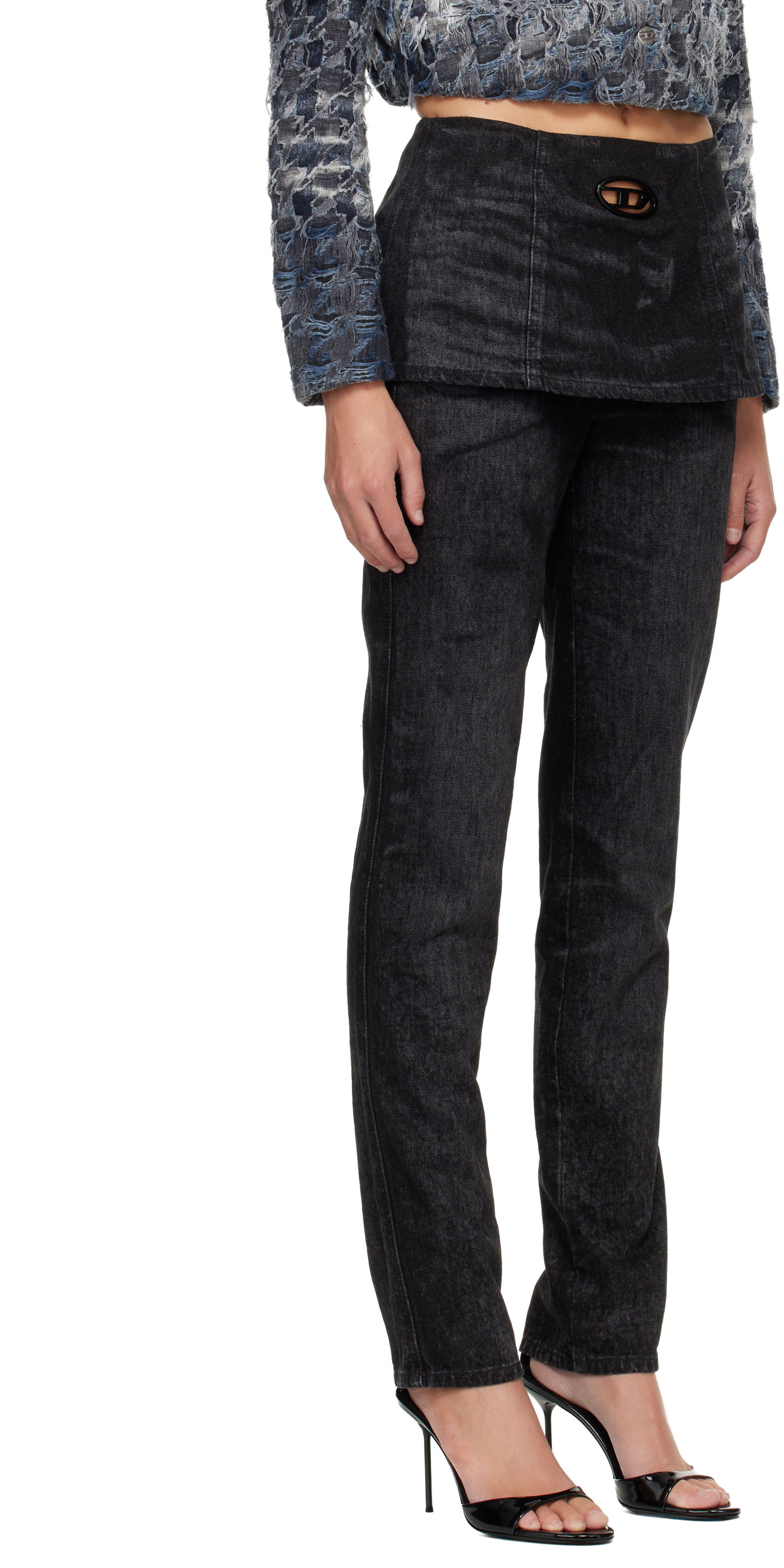 Džínsy Diesel D-Hourjian Straight-Leg Washed Denim D-Logo Jeans Čierna | A21370 007DB, 1