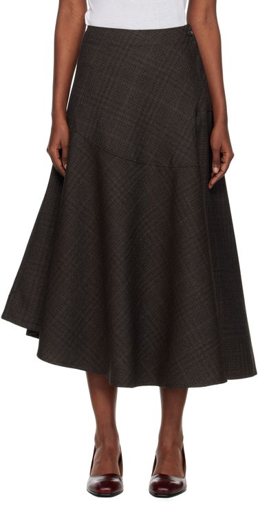 Sukňa OUR LEGACY Waltz Textured Asymmetric Flared Midi Skirt Hnedá | W4254WB, 0
