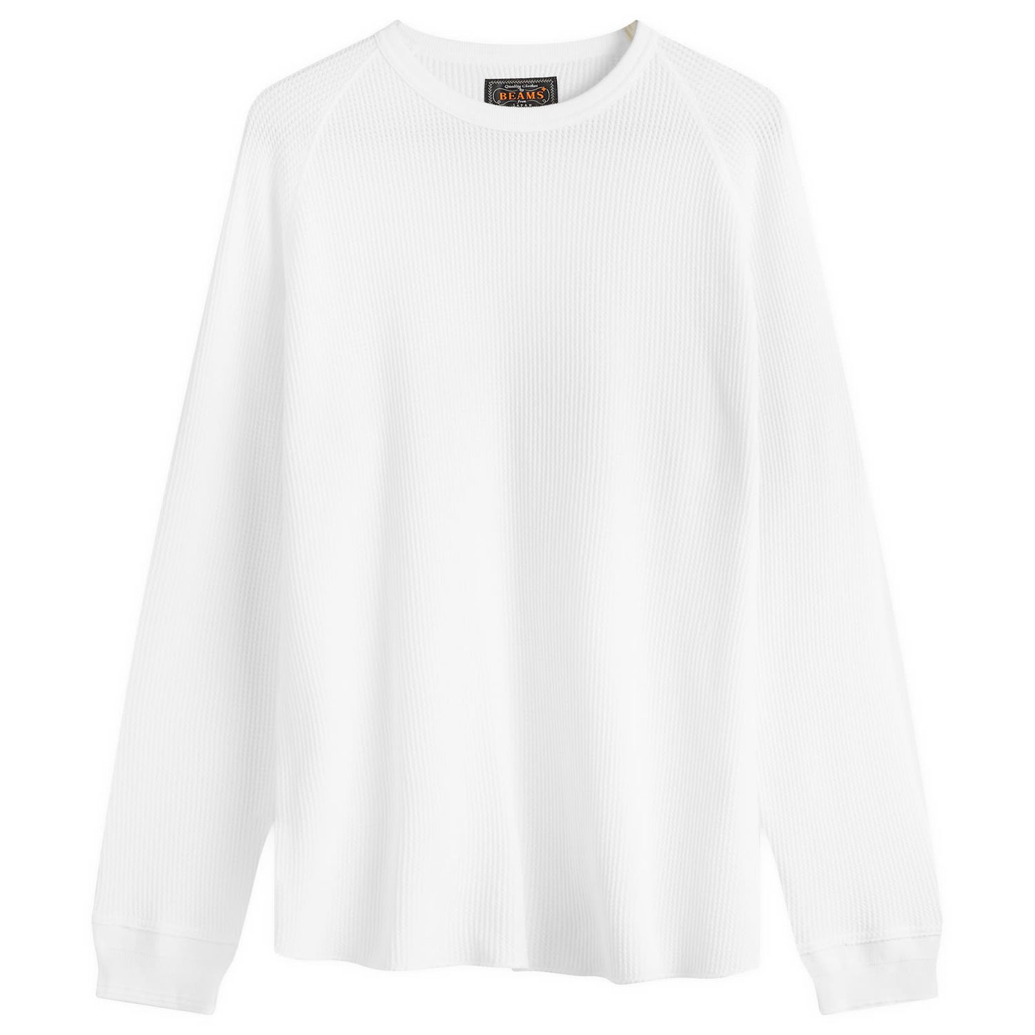 Tričko BEAMS Beams Plus Long Sleeve Thermal T-Shirt, Size Large Biela | 3814-0057-156-01, 0