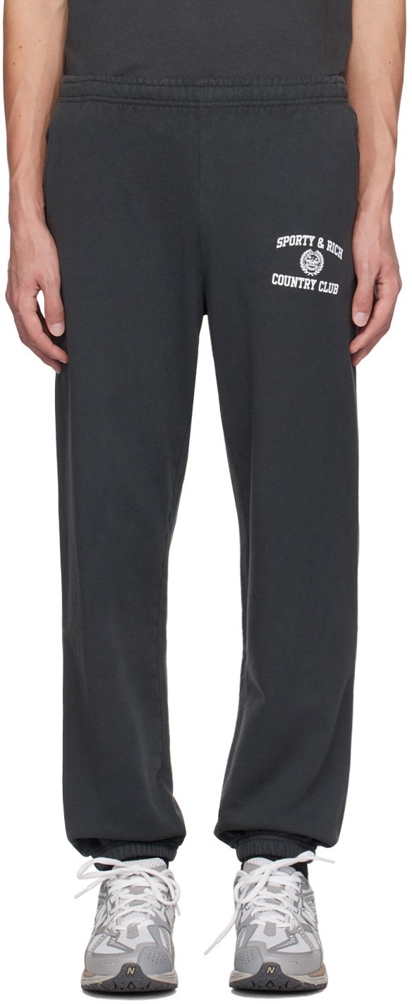 Tepláky Sporty & Rich Black Varsity Crest Sweatpants Šedá | PA020S409VF, 0