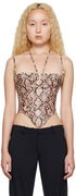 Miaou Aphex Snakeskin Print Halter Tank Top