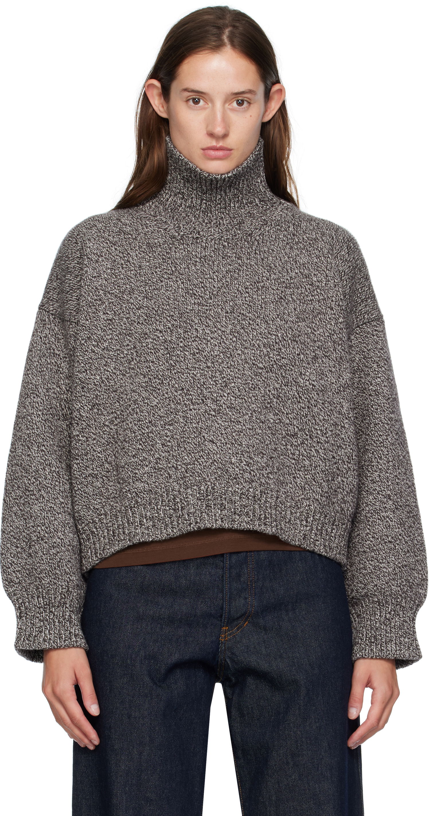 Sveter &Daughter &Daughter Caragh Chunky Crop Turtleneck Sweater Šedá | HKN03934, 0