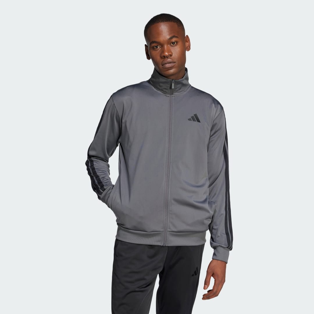Bunda adidas Performance 3-Stripes Tricot Regular Track Jacket Šedá | JN6489, 0