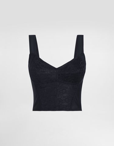 Podprsenka Dolce & Gabbana Dolce & Gabbana Jacquard and Lace Shaper Corset Bustier Top Čierna | F7T19TGDCLQN0000, 0