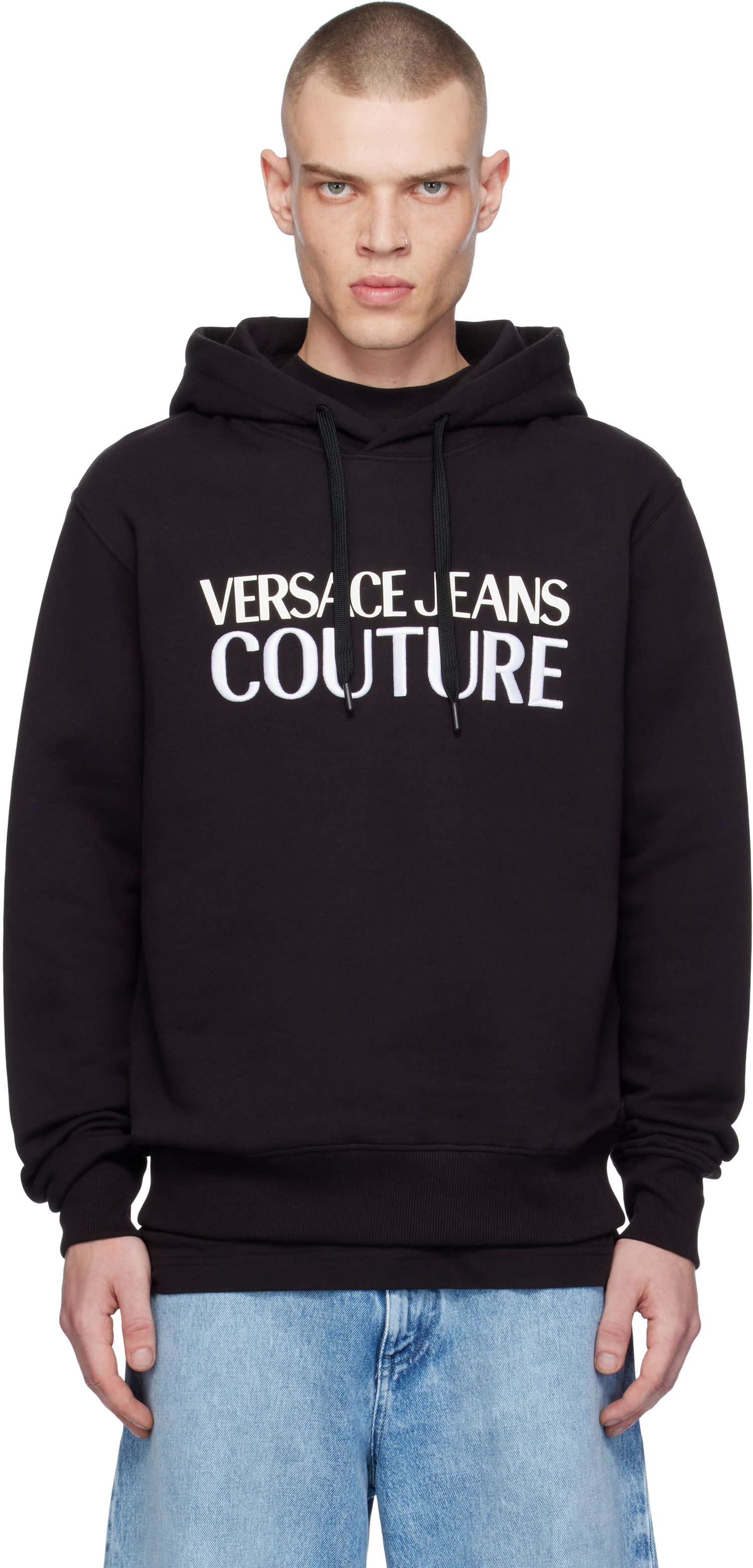 Mikina Versace Black Screen-Printed Hoodie Čierna | E77GAIL03_ECF02L, 0
