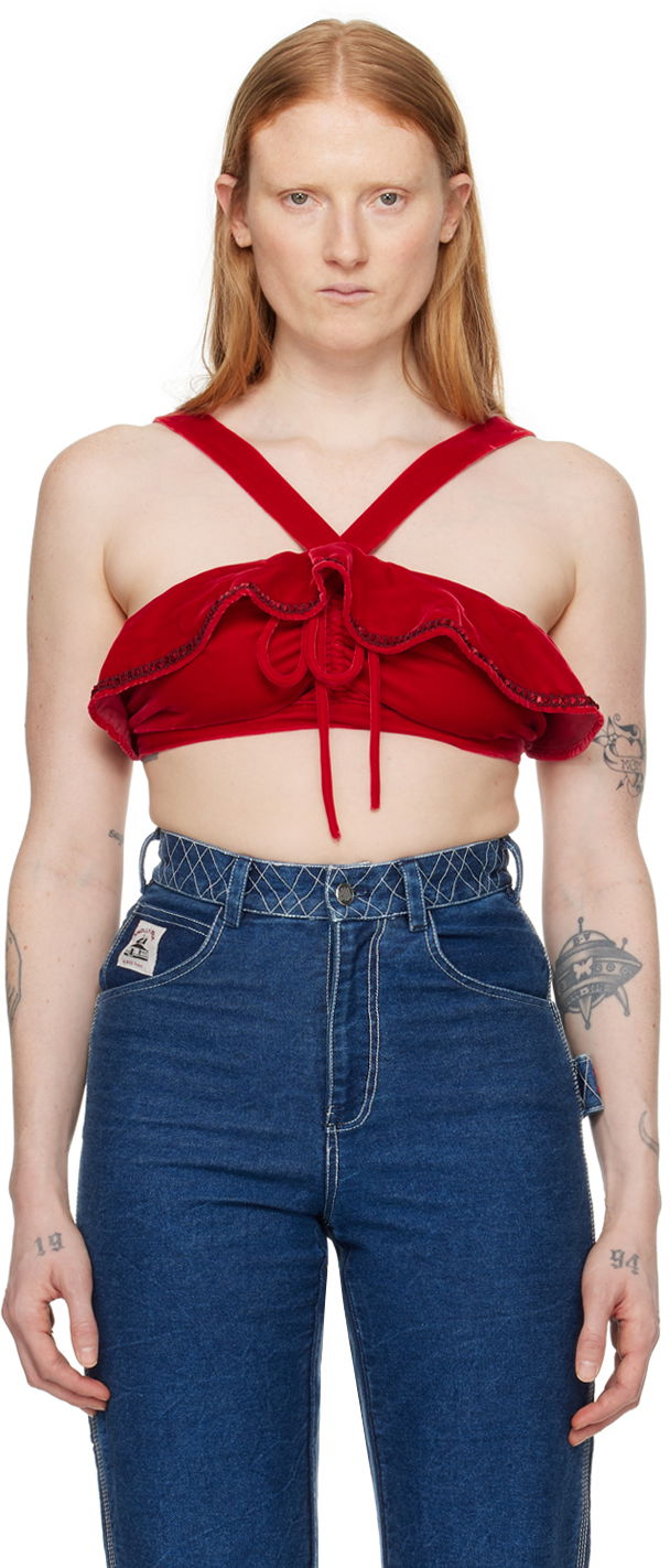 Tielko Bode Velvet Ruffle Bra Červená | WRF23UP008, 0