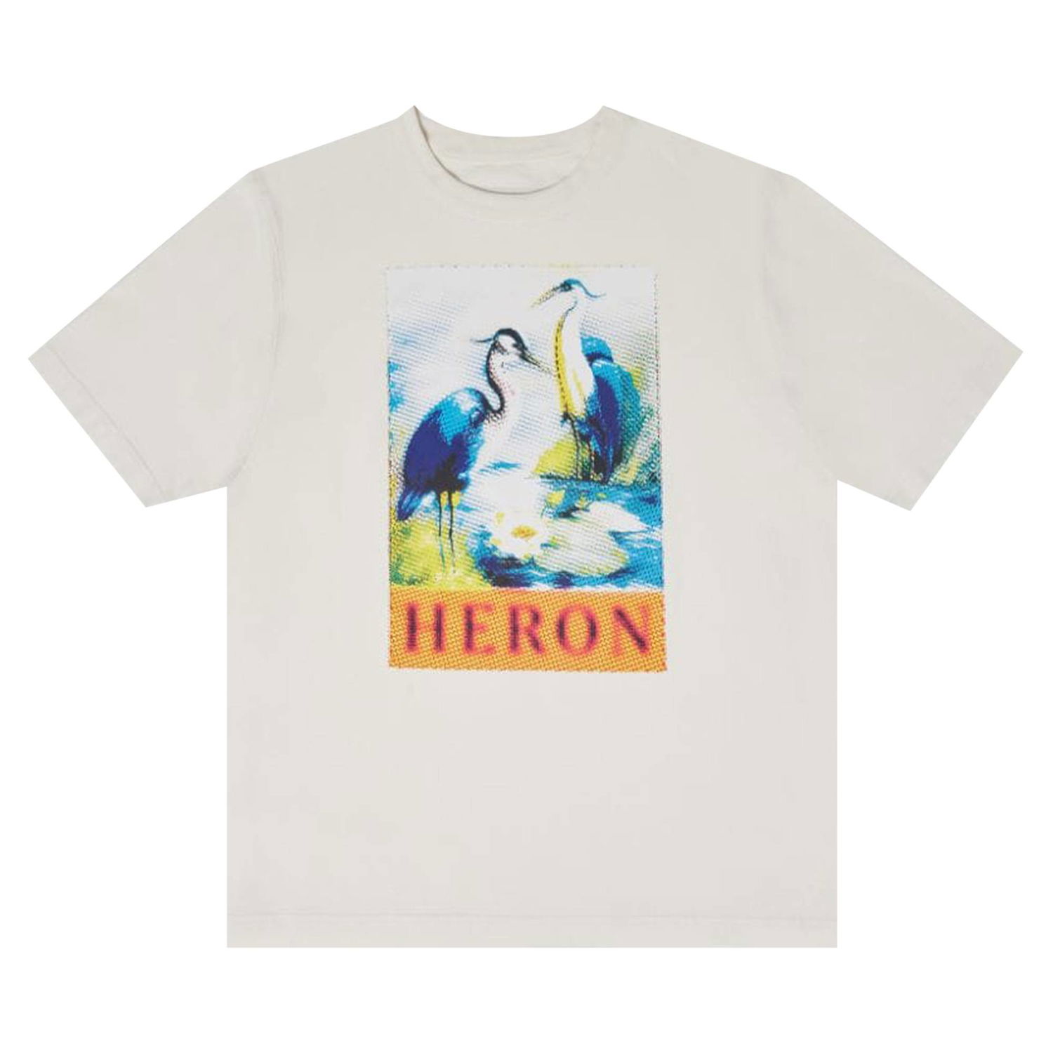 Tričko HERON PRESTON Halftone Heron Short-Sleeve Tee Biela | HMAA032F22JER0140146, 1